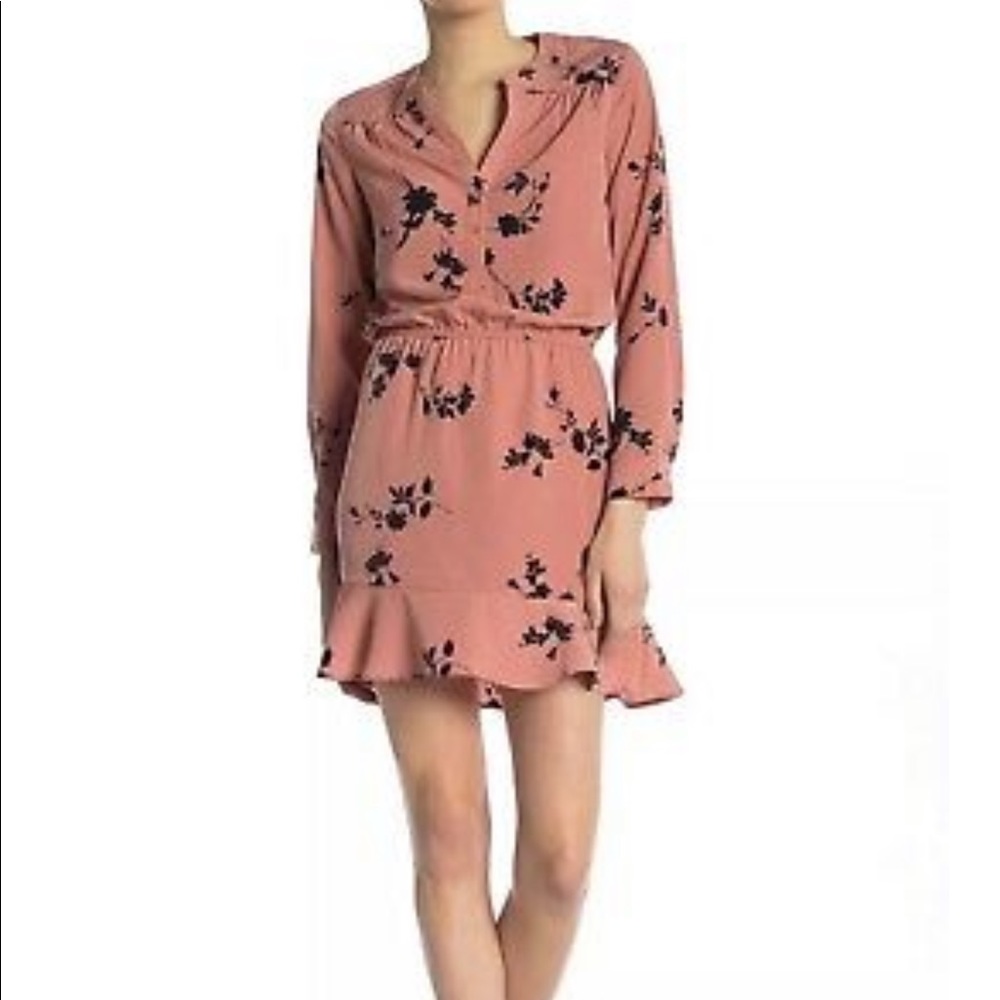 Joie Pink/Peach Floral Long Sleeve Dress, Large
